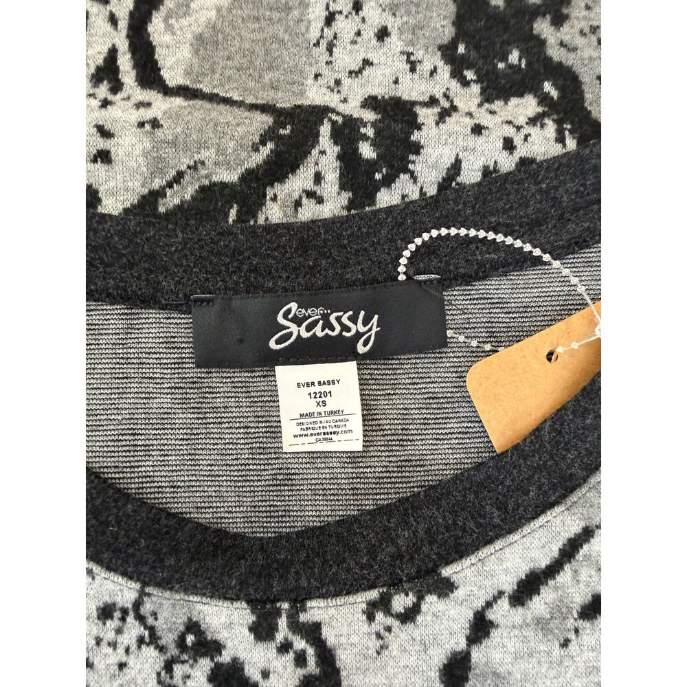 NWT Sassy #12201 Gray Black Long Mesh Sleeve Tunic Top #0236 Size S - Picture 5 of 7